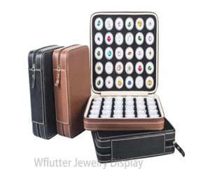 Super Portable Leather Gem Bag Travel Ziplock Diamond Bag Gemstone Display Box Stone Storage inuti 60 Cells Round Gem Box4070455