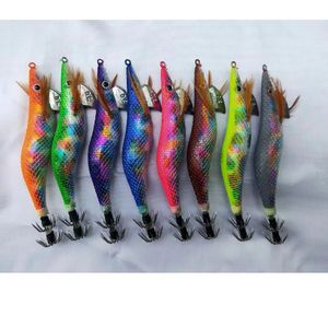 20 Stück 30 Tintenfisch-Jigs Haken Angelköder Jig-Köder Holz Shrimpfishingtackle Tintenfisch Künstlicher Köder Holz Garnelen Fisch 240116