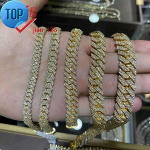 10mm 22 polegadas masculas de ouro de ouro real Cadeias VVs Moissanite Diamond Chain Pong Set 10k Gold Cuban Link Chain