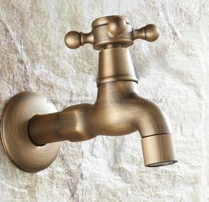 Bathroom Sink Faucets Wall Mounted Mop Tap Vintage Brass Faucet Single Cold Water Tape For Kitchen Pool Toilet Bibcock Nav103