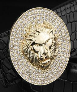 Men Fashion Designer Genuine Leather Luxury Metal Alloy Buckle Lion Belt Cowskin Sash Wide High Quality Ceinture Homme Belts4300625
