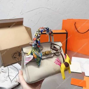 Palmprint 2024 Neue Umhängetasche aus Rindsleder, Designer-Consuela-Damenhandtaschen, Geldbörsen, modische, weiche Handtasche, Schloss und Pony-Anhänger, mit Geschenkbox