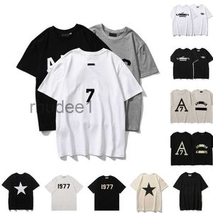 Mens T-shirts Fashion Designer Ess Women Ess Shirts Chest Fog Letter Laminerad tryck Kort ärm High Street Loose Overize Casual T-shirp G8M3