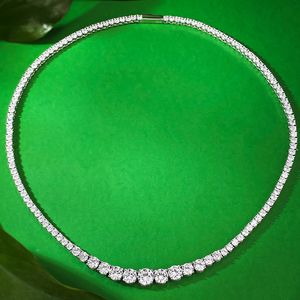 2024 Top Sell Tennis Pendant Noble Luxury Jewelry Real 100% 925 Sterling Silver Full Round Cut White Moissanite Diamond Gemstones Party Women Necklace For Lover Gift