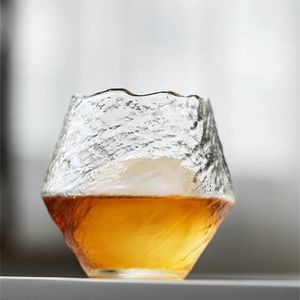 Japan EDO Blowing Snow Artwork Whiskey Neat Glass Wood Gift Box Niche Liquor XO Whisky Crystal Wine Glass Cognac Brandy Snifter 231228