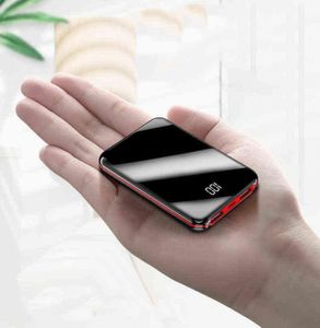 Mah Mini Power Bank Portable Charger Mirror SN LED Digital Display PowerBank Externt batteripaket Poverbak för telefoner J2205317947243