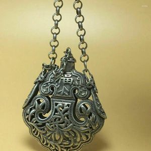 ボトル中国チベット銀銀の古い銅手の手彫り彫像スナッフボトル