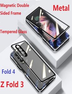 Metal Privacy Cases For Samsung Galaxy Z Fold 4 2 Fold 3 Case Glass Film Screen Protector Magnetic Double Sided Anti Peeping Cover7107129