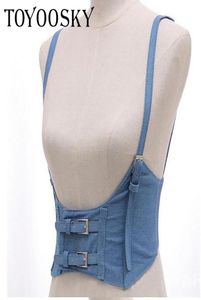 Nya sexiga kvinnor skjuter upp bystbandssele korsettbälten Kvinnor Casual Denim Wide Belt Lady Suspender Accessories Elastic Belt Y191216359259