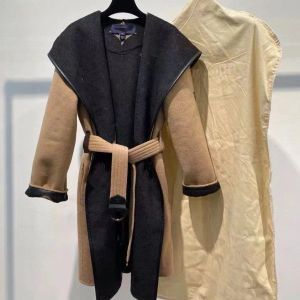 Moda lã socialite casacos femininos parkas quentes estampas de letras casuais – jaquetas com cintos