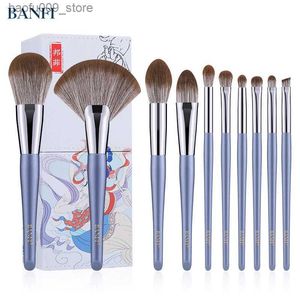 Make-up-Pinsel BANFI Blaues Make-up-Pinsel-Set mit Magnetetui, 10-teilig, altchinesischer Stil, Puder-Rouge-Pinsel, Kosmetik-Make-up-Schönheitswerkzeug Q231229
