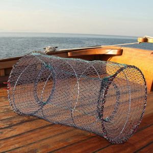 Crayfish catcher Foldable Bait Cast Mesh Trap Portable Fishing Landing Net Shrimp Cage for Fish Crab Floating Circle 231229