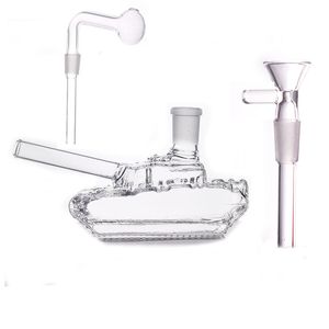 Toptan Yaratıcı 3D tank şekli Hookah Mini Bubblers Su Dab Rig Tütün Bong Boru, Cam Yağ Brülörü ile Kuru Bitki