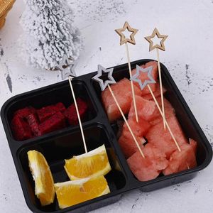 Forks 50pcs Star Shape Disposable Bamboo Skewers Cocktail Picks Buffet Fruit Cupcake Fork Sticks Party Table Decoration Supplies