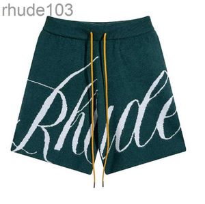 Rhude 반바지 디자이너 Mens Rhude Lettering Jacquard Knitted Wool Casual Men Women Sport Running Home Outdoor Pants Holiday Leisure N8my