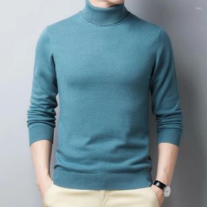 Męskie swetry zimowe wełna męska sweter wysoko lapelowe luźne europejskie i amerykańskie proste mody młodzieżowe miasto solidne kolorowy golf