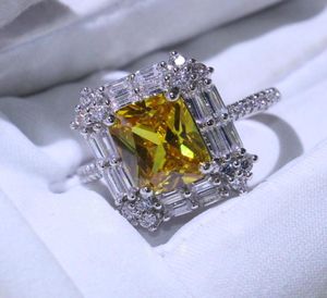 Victoria Wieck Stunning Handmade Luxury Jewelry 925 Sterling Silver T Princess Cut Gold Topaz CZ Diamond Women Wedding Band Ring F2729415