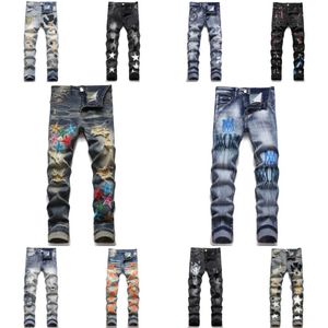 Amirriis Pants Mens Designer Jeans Jeans Jeans Jeans Street Brand Emelcodery Black Fitting Slim Purple Jeans для мужчин со звездами Дизайнер Дизайнерские джинсы Мужские дизайнер CT