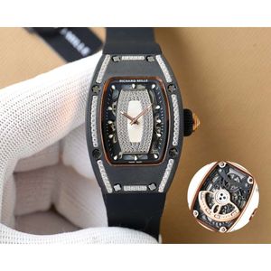 Designer-Damenuhr RM07-01 Diamantuhren voller Diamanten Keramikarmbanduhren G4SA Superclone mechanisches Uhrwerk Uhren Kautschukarmband Montre Ice Out Luxe 139I