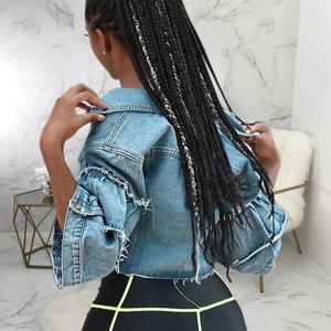 Damenjacken Sexy Mode Quaste Denim Frauen Loch Langarm Vintage Jean Jacke Lose Crop Kurzmantel Streetwear