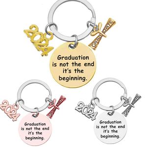 Keychain for Women Men Letter Student Doctor College 2024 Graduation Is Beginning Stainless Steel Keys Chains Birthday Gift Souvenir Wholesale