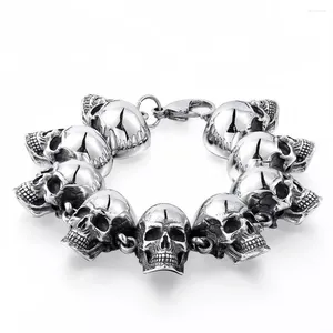 Link Bracelets CHUANGCHENG 19-25CM Big Head Stainless Steel Skull Beaded Men's Bracelet Bangle Accessories Jewelry