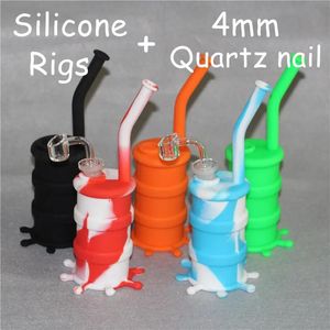 Hookahs Kolorowe mokie silikonowe z szklanką krzemowe rury wodne DAB Rig 14 mm staw Wszystkie przezroczyste grubość 4 mm 14 mm męska kwarium