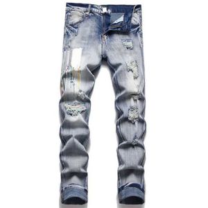 Amirriis byxor herr designer jeans mens jeans street varumärke broderi svart montering smala lila jeans för män med stjärnor designer tall rippade jeans mens designer c8