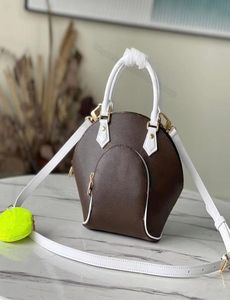 7A ellipse axelväska krökt tennisfärg Casual Tote Cow Leather Trim Handväska Kvinnor Shoppingväska med gul runda zi5231925