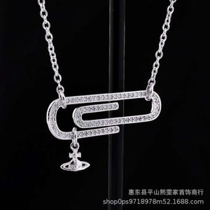 viviennely WestwoodlyネックレスわずかにAn'an Saturn's Necklace Loop Pendant Full Diamond Versatile Full Diamond Collar Chain Highバージョン