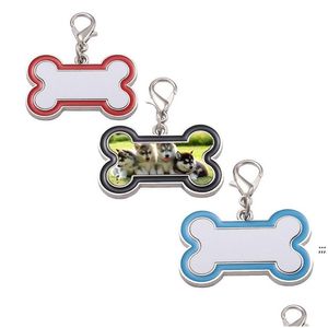 Party Favor Sublimation Blanks Keychains Bone Shape Keyrings Charms DIY Värmeöverföring PET Namn Taggar Personligt hund -ID -kort RRB1265 DHKTP