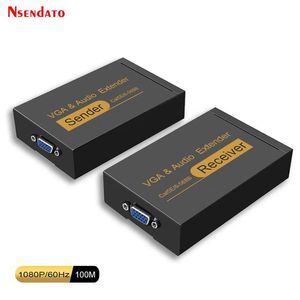 Radio 1080p Vga Extender Sender Receiver 100m with Audio Over Cat 5e/6 Rj45 Ethernet Adapter Eu Usa Plug for Monitors Projector Hdtv