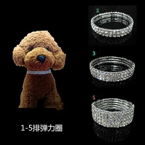 Multi-Row Rhinestone Stretch Pet Collar Cat and Dog levererar halsband husdjurstillbehör