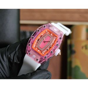 Fantastische Designer-Damenuhr für Damen, RM07-02, rosa Lady-Saphir-Armbanduhr mit Box, EVBB, hochwertiges mechanisches Uhrwerk, Uhren mit Kautschukarmband, Montre Ice Out Luxe