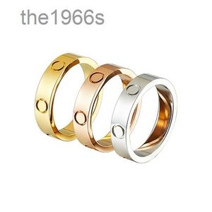 Fashion Gold Love Ring Screw Men and Women Wedding Party Titanium Steel Rose Silver Jewelry for Lovers Couple Rings Designer Gift Size 5-11 Width 4-6mm BFR6