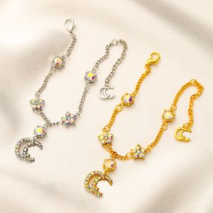18K Gold Plated Designer Bracelet Crystal Copper Chain Letter Women Wedding Bracelets Bangles Wristband Cuff Chain Gift Jewelry