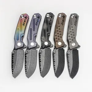 Heavy Folding Knife Rogue Shark SCK Custom Tactical Outdoor Equipment Thickened Sturdy Black S35VN Blade High End Titanium Handle Practical EDC Survival Tools