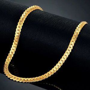 Marka Złoty kolor mody Złoty łańcuch węża Naszyjnik 2024 Mężczyźni punkowy biżuteria 14k żółte złote łańcuchy dla kobiet Kpop Koler
