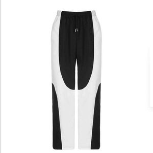 INS High Street wash new color contrast elastic waist head loose dance pants Spice girls with high waist street snap fashion casual pants L231229