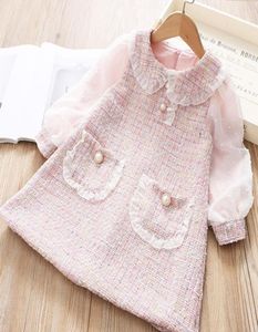 Mode Autumn Girls Princess Dress Children Children Baby Knit Ruffle Doll Collar Long Sleeve Party Dresses Vestidos8940537
