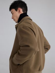 Cappotto in lana australiana con colletto e fondo scozzesi a mille uccelli, bavero nuovo stile autunno e inverno, giacca da uomo ispessita su un solo lato alla moda