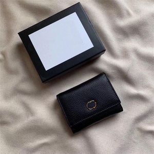 Hassas erkekler kadın para klipleri üst katman deri katlanır cüzdan kart tutucu para çantası unisex mini cüzdan kutu277b ile