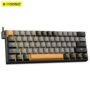 EYOOSO Z11 USB 60 % Mini-mechanische Gaming-Tastatur, blau-roter Schalter, 61 Tasten, kabelgebunden, abnehmbares Kabel, tragbar für Reisecomputer 231228