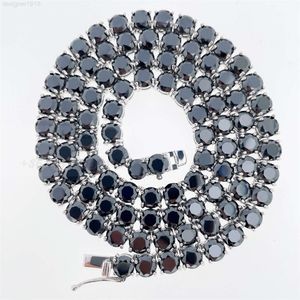 Теннисное ожерелье с черным цирконием и бриллиантами из нержавеющей стали, цена по прейскуранту завода-изготовителя
