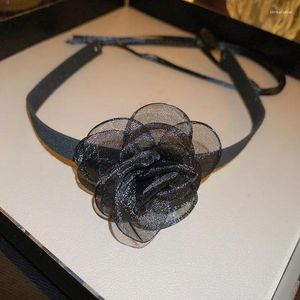 Anhänger Halsketten Dunkler Stil Stoff Spitze Blume Halsband Halskette Ein Dual-Use-Armband Schlüsselbeinkette Weiblich