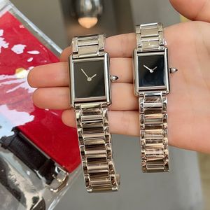 New Fashion Women Watches Quartz Movement Silver Dress Watch Lady Square Tank Stainless Steel Case Original Clasp Analog Casual Wristwatch 088