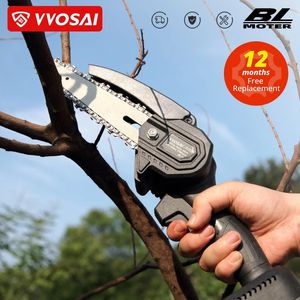 VVOSAI 6 tum 20V MTSER MINI Brushless Electric Chain Saw Handheld beskärning med träbearbetande enhandiga trädgårdsverktyg 231228