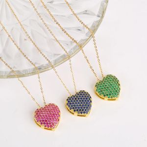 Pendant Necklaces Top Quality Women Colorful Zircon Heart Necklace Sweet Romantic Girl Peach Personalized Jewelry Gift