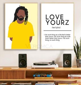 Dipinti J Cole Cantante di musica rap Poster Art Canvas Painting Love Yourz Definizione Hip Hop Stampe Rapper Immagini a parete Home Dec9874059