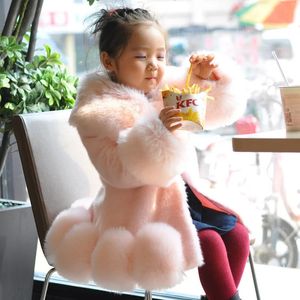 Winter Kids Faux Fur Coat Girls Hooded Warm Outerwear Children's Snowsuit Elegant Teenage Girls Fur Clothes Thick Warm TZ655 231228